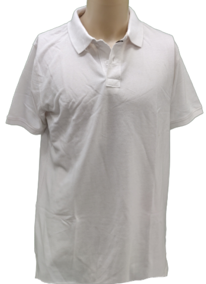 White Half Sleeves T-Shirt Polo Neck