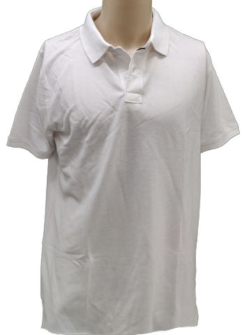 White Half Sleeves T-Shirt Polo Neck