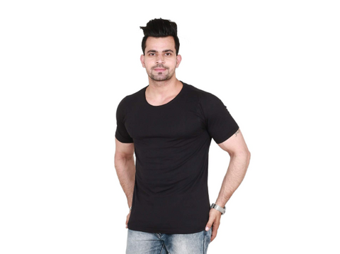 Black Plain Half Sleeve T-Shirt